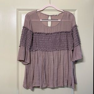 Entro purple sparkle smocked blouse
